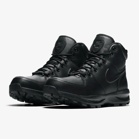 Nike Other - Nike Manoa Leather Boots Water Resistant Triple Black 454350-003 Men's Size 11